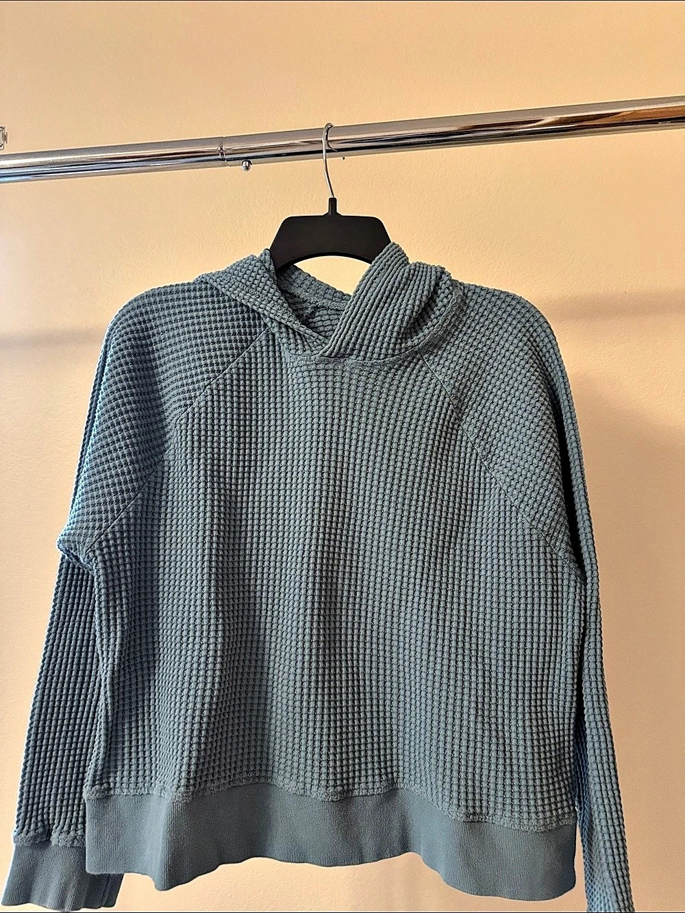 The North Face Chabot Waffle-Knit Thermal Hoodie Algae Blue Medium